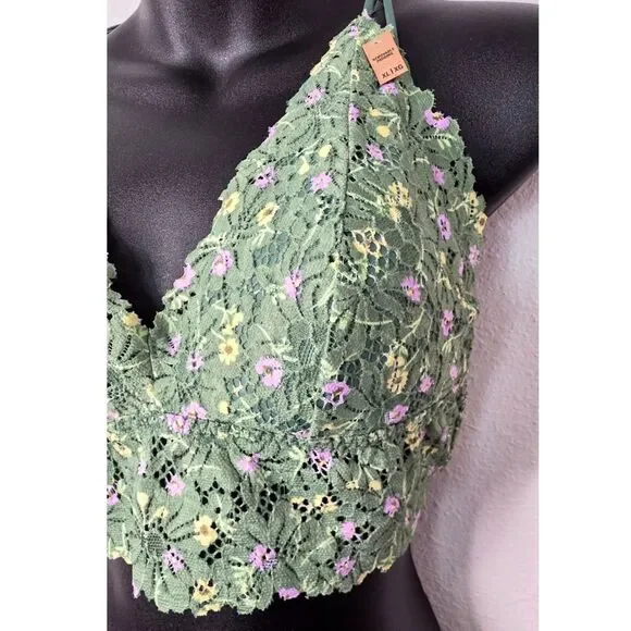 Victoria’s Secret PINK Green Floral Bralette XL - Picture 8 of 8